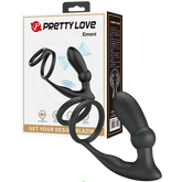 Pretty Love Emoni Vibrating Cock Ring With Butt Plug Black Vibrating Cock Rings